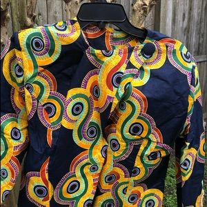 Unique Asymmetrical closure colorful jacket